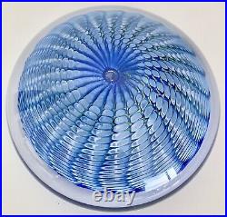 Epiphany Art Glass Studio Blue Disk Paperweight April Wagner Signed 2008