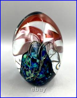 Eric Brakken Art Glass Paperweight 5.5 Orchid Design Signed 1993