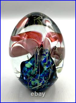 Eric Brakken Art Glass Paperweight 5.5 Orchid Design Signed 1993