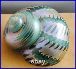 FAB Iridescent Art Glass Paperweight Escargot Shell Critter Reid Spiral Core