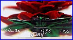 FABULOUS Magnum RICK AYOTTE Red POINSETTIA Art Glass PAPERWEIGHT Artist Proof