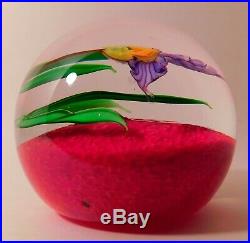 FANTASTIC MAYAUEL WARD VIOLET ORCHID Lampwork Art Glass PAPERWEIGHT &Signed 2019