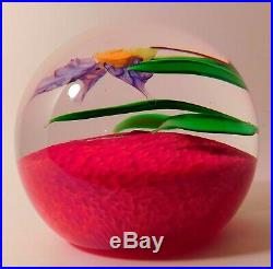 FANTASTIC MAYAUEL WARD VIOLET ORCHID Lampwork Art Glass PAPERWEIGHT &Signed 2019