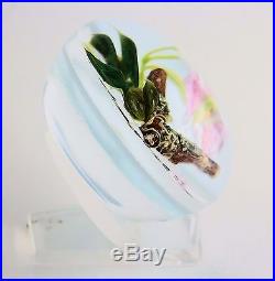FANTASTIC Paul STANKARD Pink ORCHID on Tree Branch Art Glass PAPERWEIGHT