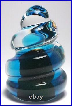 FM Marcolin Art Crystal (Sweden) Sommerso Twist Paperweight Dramatic Magnum