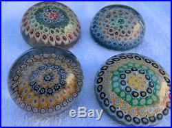 FOUR scottish millefiori paperweights SIGNED salvador YSART Y and Vasart