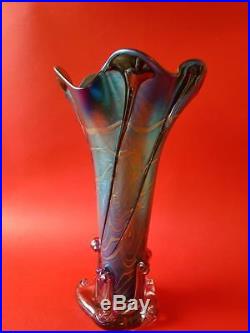 Fabulous Iridised Colin Heaney Tall Art Glass Vase Australian Art Glass