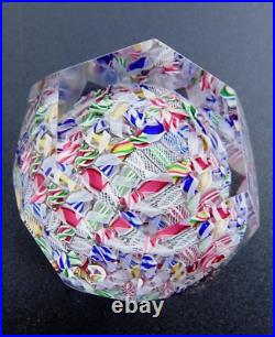 Faceted Antique Baccarat Macedoine Scrambled Filligree Paperweight