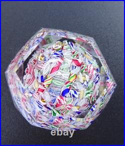 Faceted Antique Baccarat Macedoine Scrambled Filligree Paperweight