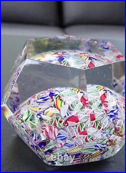 Faceted Antique Baccarat Macedoine Scrambled Filligree Paperweight