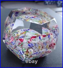 Faceted Antique Baccarat Macedoine Scrambled Filligree Paperweight