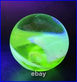 Fantastic Uranium Implosion Large Paperweight Hand Blown Recycled Glass