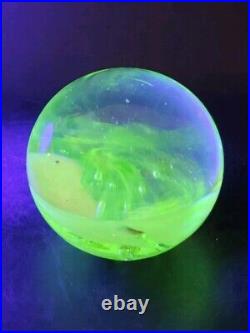 Fantastic Uranium Implosion Large Paperweight Hand Blown Recycled Glass