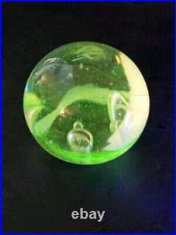 Fantastic Uranium Implosion Large Paperweight Hand Blown Recycled Glass