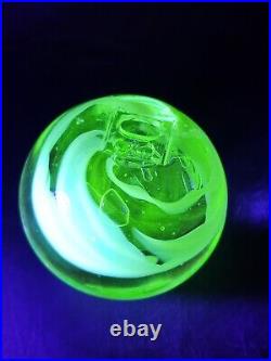 Fantastic Uranium Implosion Large Paperweight Hand Blown Recycled Glass