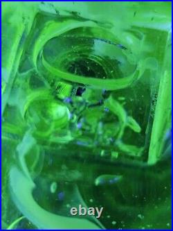 Fantastic Uranium Implosion Large Paperweight Hand Blown Recycled Glass