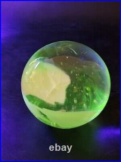Fantastic Uranium Implosion Large Paperweight Hand Blown Recycled Glass
