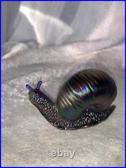 Fenton Art Glass Amethyst Carnival Glass Snail Figurine Paperweight