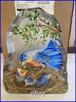 Fenton Art Glass Iceberg Paperweight Bluebirds Limited 3 Of 13 Jk Spindler HP