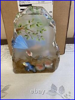 Fenton Art Glass Iceberg Paperweight Bluebirds Limited 3 Of 13 Jk Spindler HP