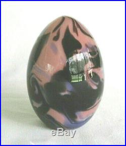 Fenton Art Glass Robert Barber 1976 Egg Paperweight Pink / Blue / Black
