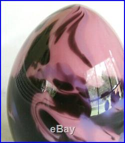 Fenton Art Glass Robert Barber 1976 Egg Paperweight Pink / Blue / Black