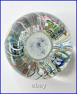 Ferro & Lazzarini Murano Glass Paperweight Flowers Streamers Lampwork Bullicante