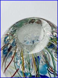 Ferro & Lazzarini Murano Glass Paperweight Flowers Streamers Lampwork Bullicante