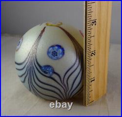 Ferro Murano Art Glass Italian Pulled Feather Vintage Paperweight