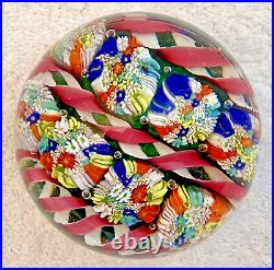 Field of Flowers MURANO ART GLASS FRATELLI TOSO Ribbons MILLEFIORI PAPERWEIGHT