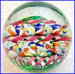 Field of Flowers MURANO ART GLASS FRATELLI TOSO Ribbons MILLEFIORI PAPERWEIGHT