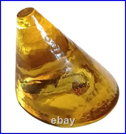 Fire And Light Citrine Art Glass Cone Paperweight Recycled Glass