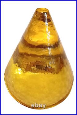 Fire And Light Citrine Art Glass Cone Paperweight Recycled Glass