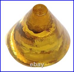 Fire And Light Citrine Art Glass Cone Paperweight Recycled Glass