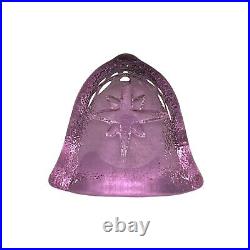 Fire & Light Recycled Glass Lavender Christmas Bell Paperweight Rare