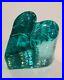 Fire-and-Light-Glass-Recycled-Heart-Signed-Aqua-Teal-Paperweight-Excellent-01-vf