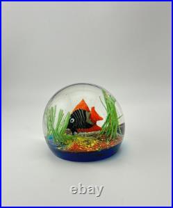 Fish Aquarium Paperweight Murano (withsticker) Italy Art Glass 2.5 Vintage