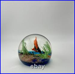 Fish Aquarium Paperweight Murano (withsticker) Italy Art Glass 2.5 Vintage