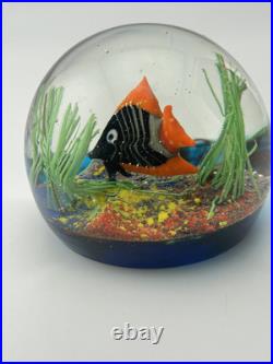 Fish Aquarium Paperweight Murano (withsticker) Italy Art Glass 2.5 Vintage