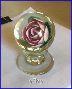 Francis Dyer Whittemore, Jr. Upright Rose Pedestal Paperweight, Circa 1980