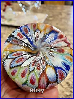 Fratelli Toso Murano Art Glass Millefiori Knob Paperweight Vintage Vtg