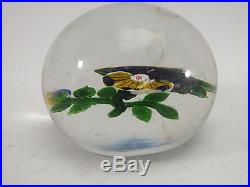 GOOD FRENCH BACCARAT GLASS PAPERWEIGHT WITH INNER PANSY & STAR CUT BASE 19thC