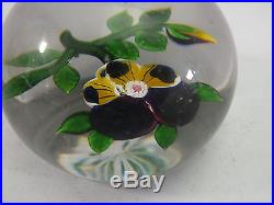 GOOD FRENCH BACCARAT GLASS PAPERWEIGHT WITH INNER PANSY & STAR CUT BASE 19thC