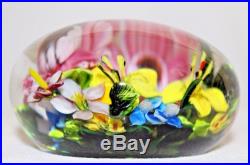 GORGEOUS Magnum RICK AYOTTE Colorful FLORAL BOUQUET Art Glass PAPERWEIGHT