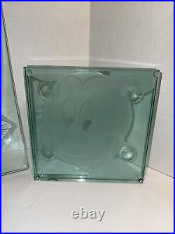 GUENTHER LUNA ART GLASS TRAY ON ETCHED GLASS BASE Disney Collectable Signed Art