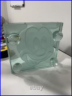 GUENTHER LUNA ART GLASS TRAY ON ETCHED GLASS BASE Disney Collectable Signed Art