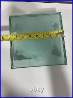 GUENTHER LUNA ART GLASS TRAY ON ETCHED GLASS BASE Disney Collectable Signed Art