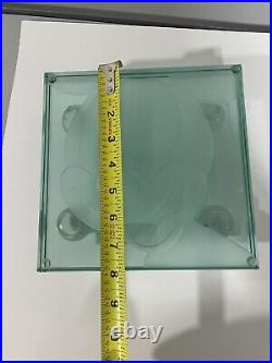 GUENTHER LUNA ART GLASS TRAY ON ETCHED GLASS BASE Disney Collectable Signed Art