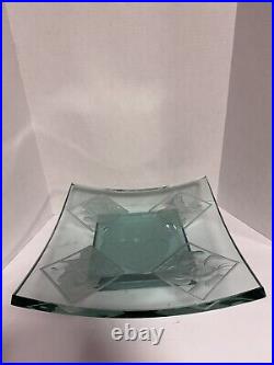 GUENTHER LUNA ART GLASS TRAY ON ETCHED GLASS BASE Disney Collectable Signed Art