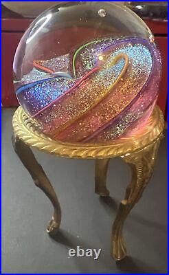 Glass Eye Studio Kaleidoscope-GES 98 Art Glass Paperweight WithBrass stand